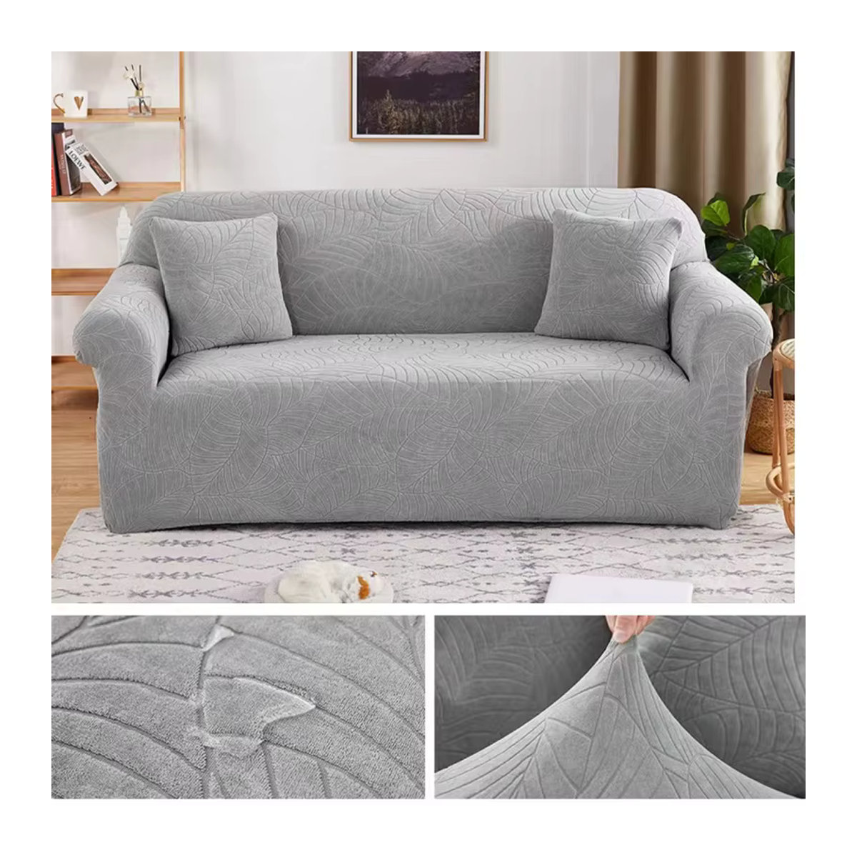 DZQ Jacquard-Sofabezug in Grau, elastischer Bezug für 1- bis 4-Sitzer und L-förmige Ecksofas - Bild 5