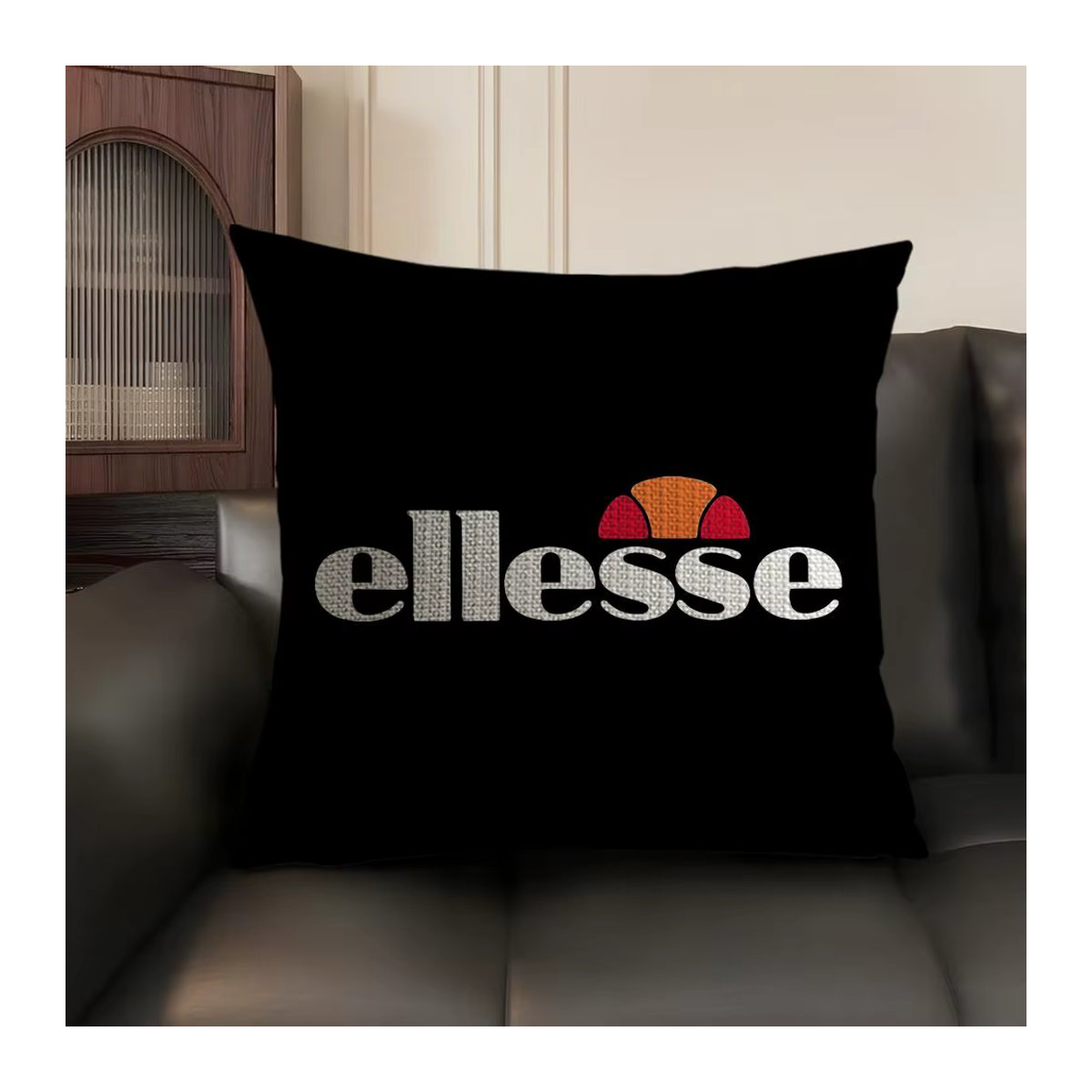 E-Ellesse Kissenbezug aus natürlichem Bio-Leinen mit doppelseitigem Druck in Weiß und Mehrfarbig - Bild 3