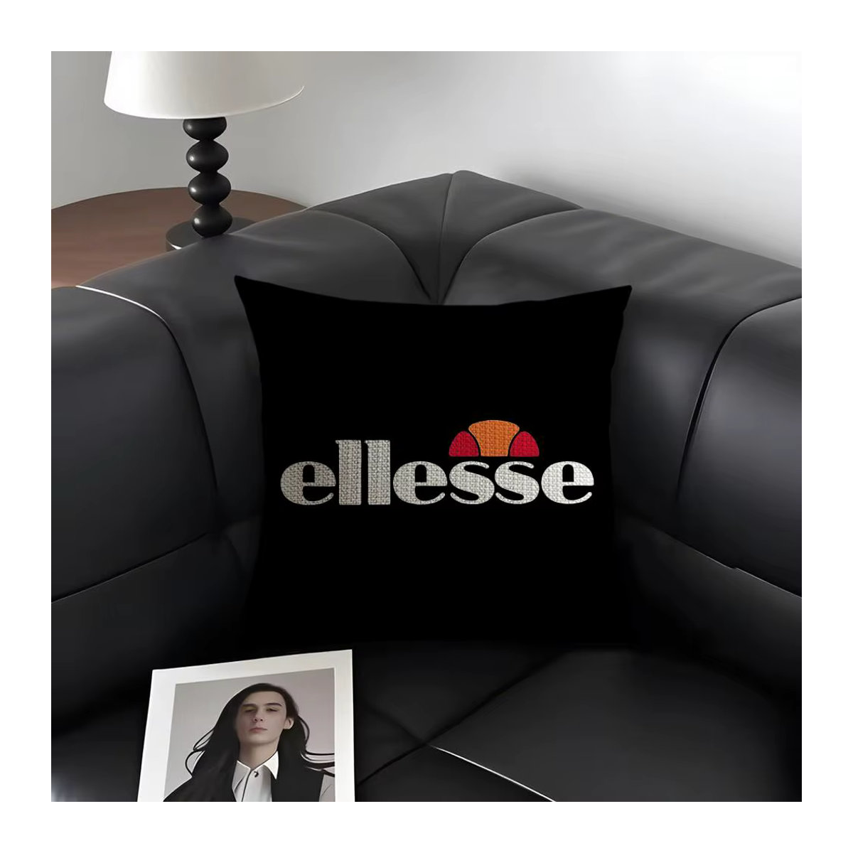 E-Ellesse Kissenbezug aus natürlichem Bio-Leinen mit doppelseitigem Druck in Weiß und Mehrfarbig - Bild 4