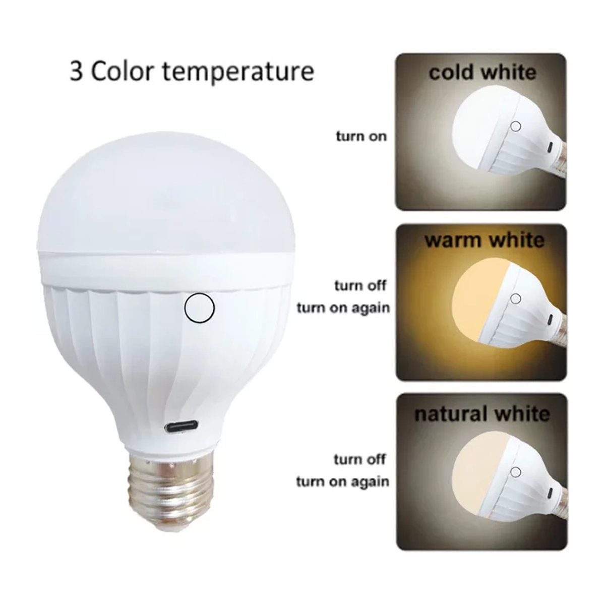 E27 Kabellose Wiederaufladbare LED-Glühbirne mit Fernbedienung und Wasserdichtigkeit für Camping und Haushalt - Bild 1