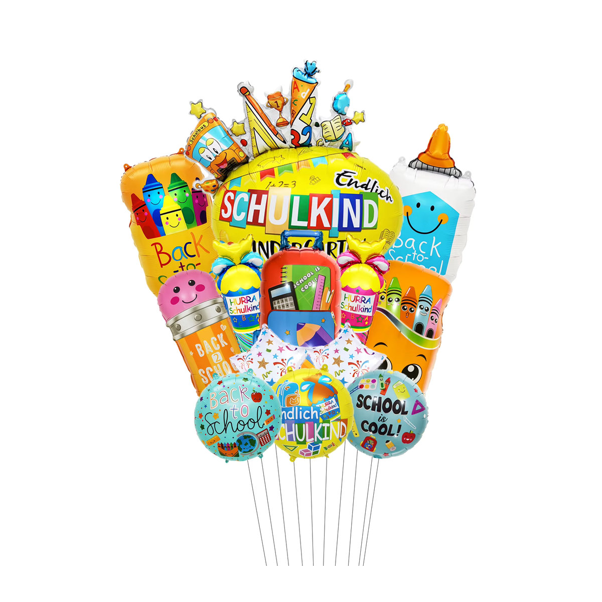 EACH PARTY Back-to-School Folienballons-Set zur Schultagsdekoration, mehrfarbig, mit Buchstaben und Schnur zur Dekoration von Klassenzimmern und Campus - Bild 2