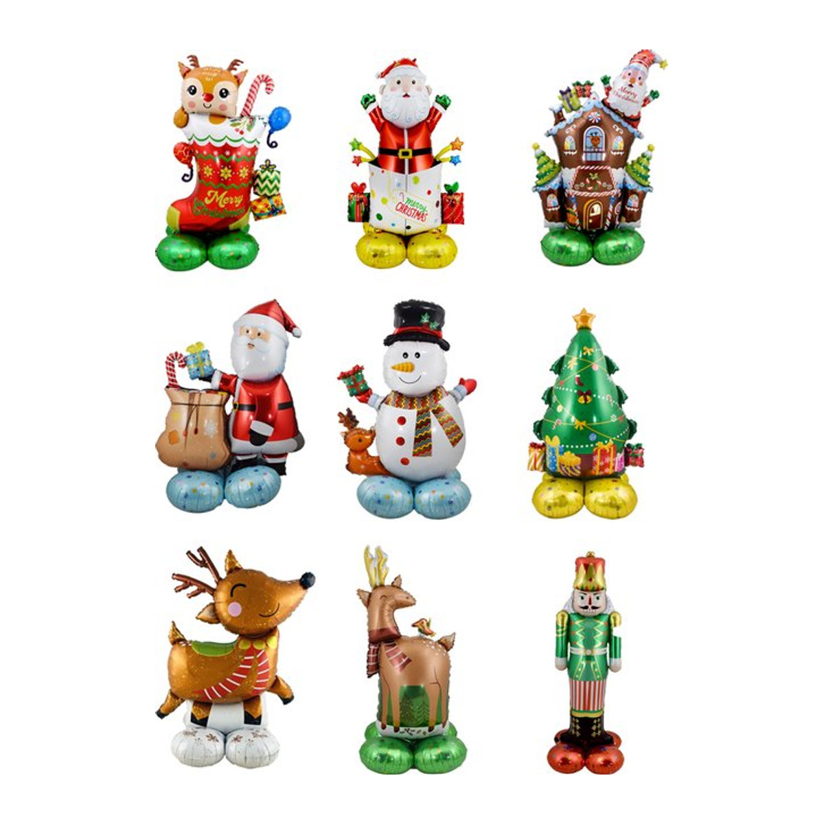 EACH PARTY Weihnachts Folienballons mit Motiven wie Santa Claus, Schneemann und Elch, mehrfarbig und stehend - Bild 1