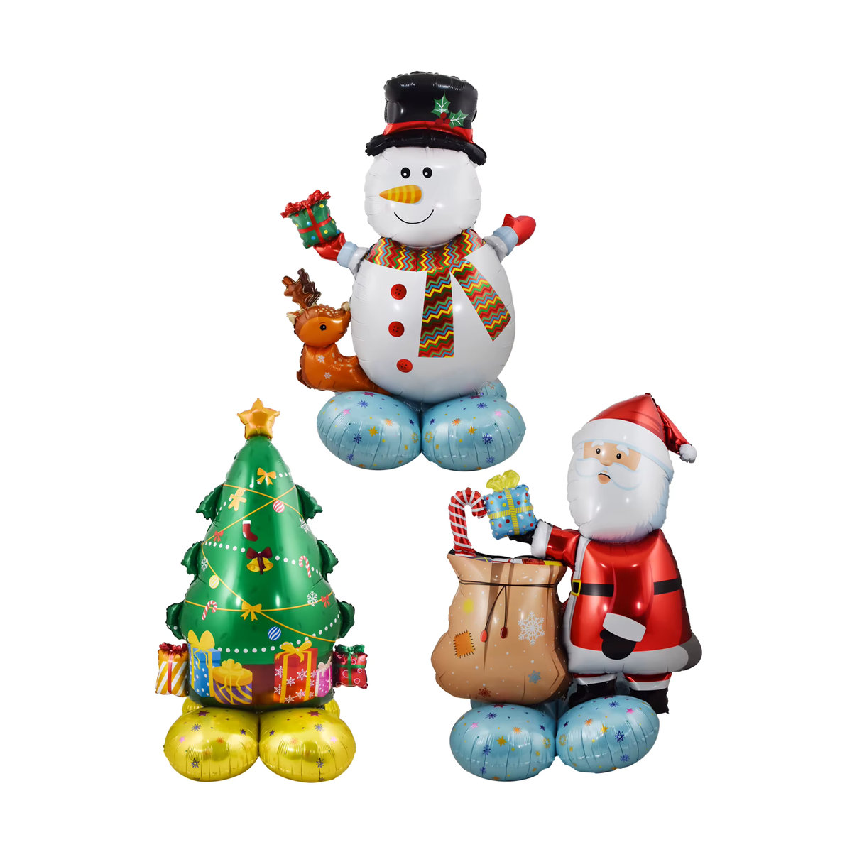 EACH PARTY Weihnachts Folienballons mit Motiven wie Santa Claus, Schneemann und Elch, mehrfarbig und stehend - Bild 2