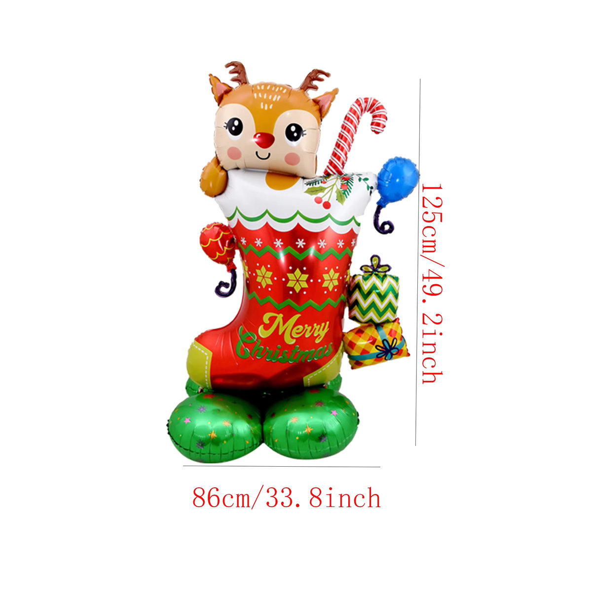 EACH PARTY Weihnachts Folienballons mit Motiven wie Santa Claus, Schneemann und Elch, mehrfarbig und stehend - Bild 4