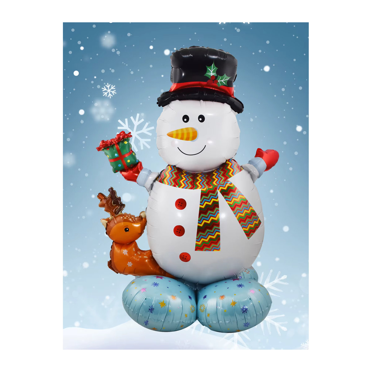 EACH PARTY Weihnachts Folienballons mit Motiven wie Santa Claus, Schneemann und Elch, mehrfarbig und stehend - Bild 5