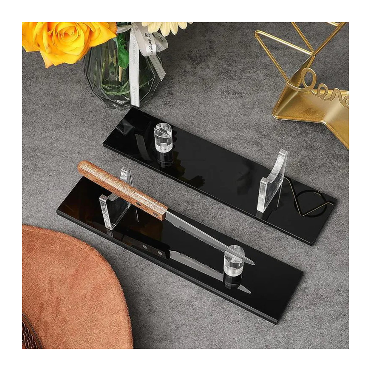 Eafigth Messer-Display-Halter mit Stützrahmen in Schwarz und Transparent aus Kunststoff - Bild 4