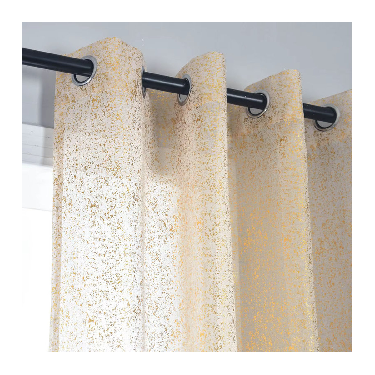 EASHION Dekorativer Vorhang Gold Transparent Beige Sheer für Wohnzimmer und Schlafzimmer - Bild 4