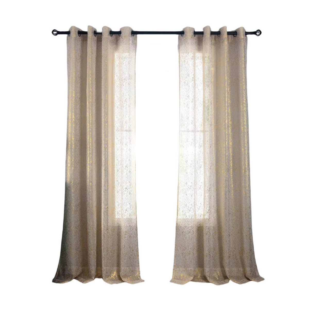 EASHION Dekorativer Vorhang Gold Transparent Beige Sheer für Wohnzimmer und Schlafzimmer - Bild 6