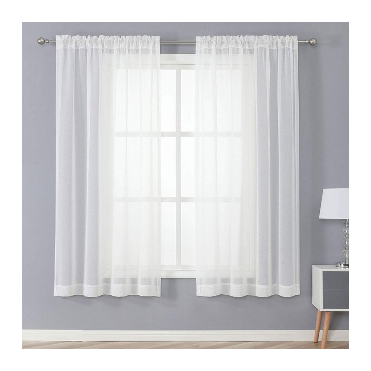 EASHION Transparente Gardinen in Weiß mit Schlaufenband für Wohnzimmer und Schlafzimmer, Höhe: 213 cm - Bild 1