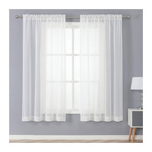 EASHION Transparente Gardinen in Weiß mit Schlaufenband für Wohnzimmer und Schlafzimmer, Höhe: 213 cm