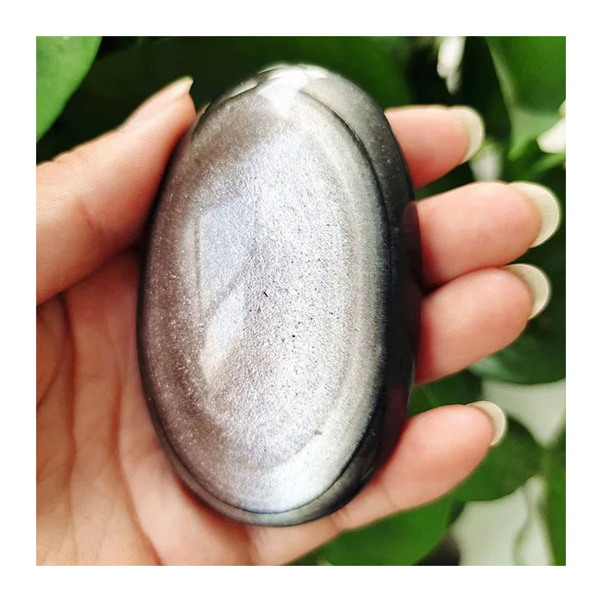 EBET Obsidian Kristall Palme in Silber und Schwarz als Dekoration für Meditation und Feng Shui - Bild 1