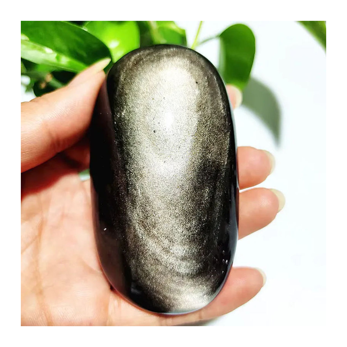 EBET Obsidian Kristall Palme in Silber und Schwarz als Dekoration für Meditation und Feng Shui - Bild 6