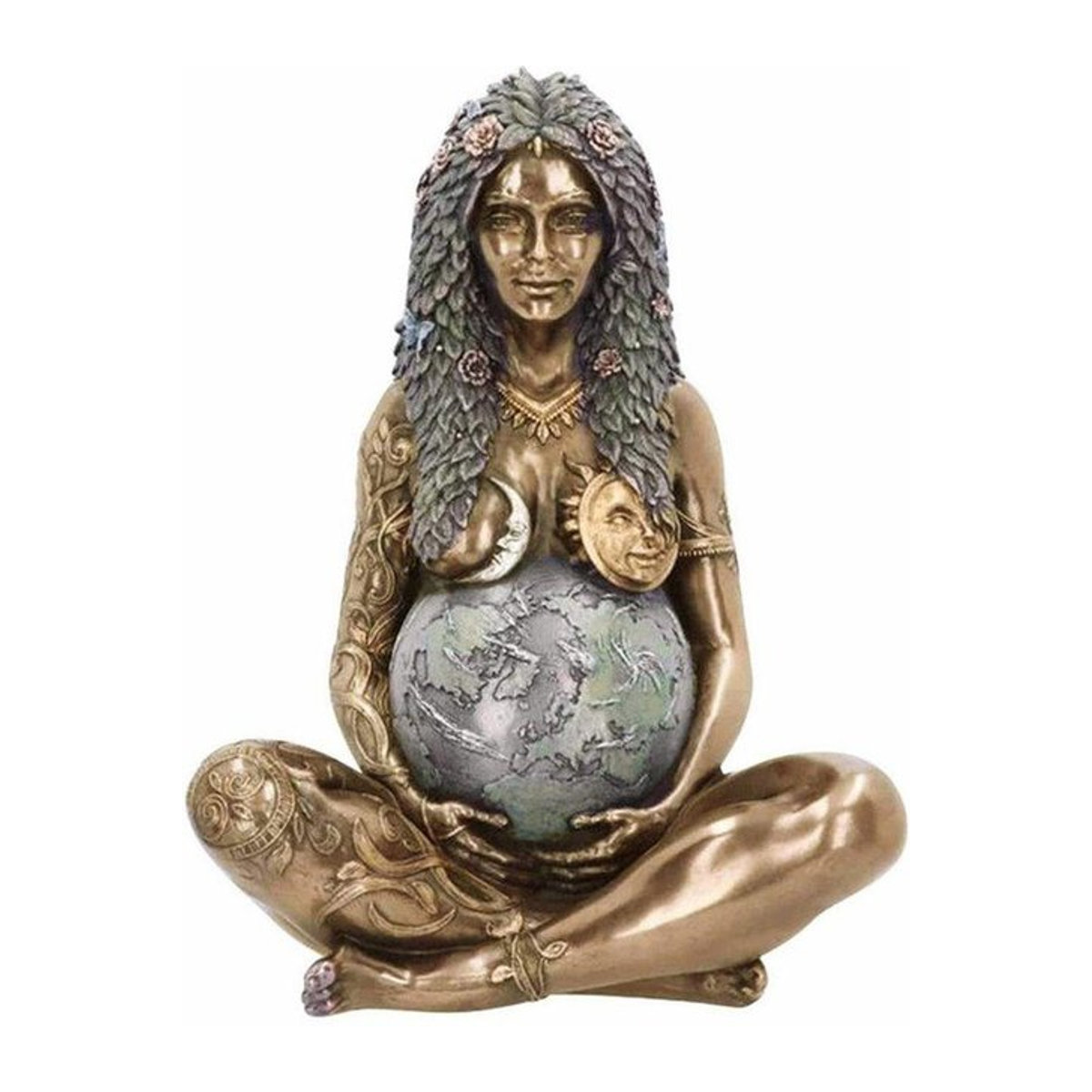 Ebros Gaia Mutter Erde Statue dekorative Polyresin-Figur in Kupfer und Gold, B/T/H: 12 x 9 x 16 cm - Bild 1