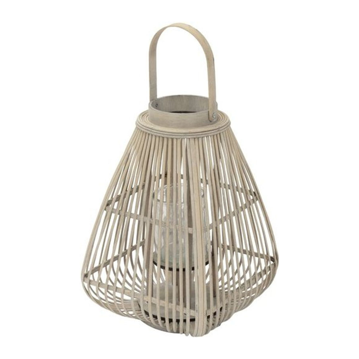 ECD Germany Bambus Laterne Windlicht in Beige und Braun mit Glas und Henkel im Bohemian Stil, Höhe: 55 cm, B/T/H: 28 x 28 x 55 cm - Bild 1