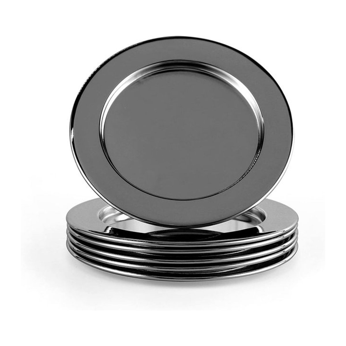 ECHTWERK Glasuntersetzer Set aus Glas und Metall, rund, schwarz, 6er Pack, B/L/H: 11 x 11 x 11 cm - Bild 1