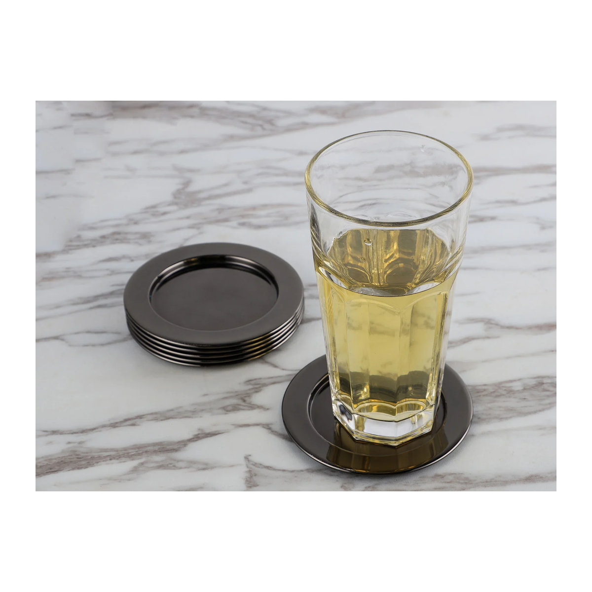 ECHTWERK Glasuntersetzer Set aus Glas und Metall, rund, schwarz, 6er Pack, B/L/H: 11 x 11 x 11 cm - Bild 4