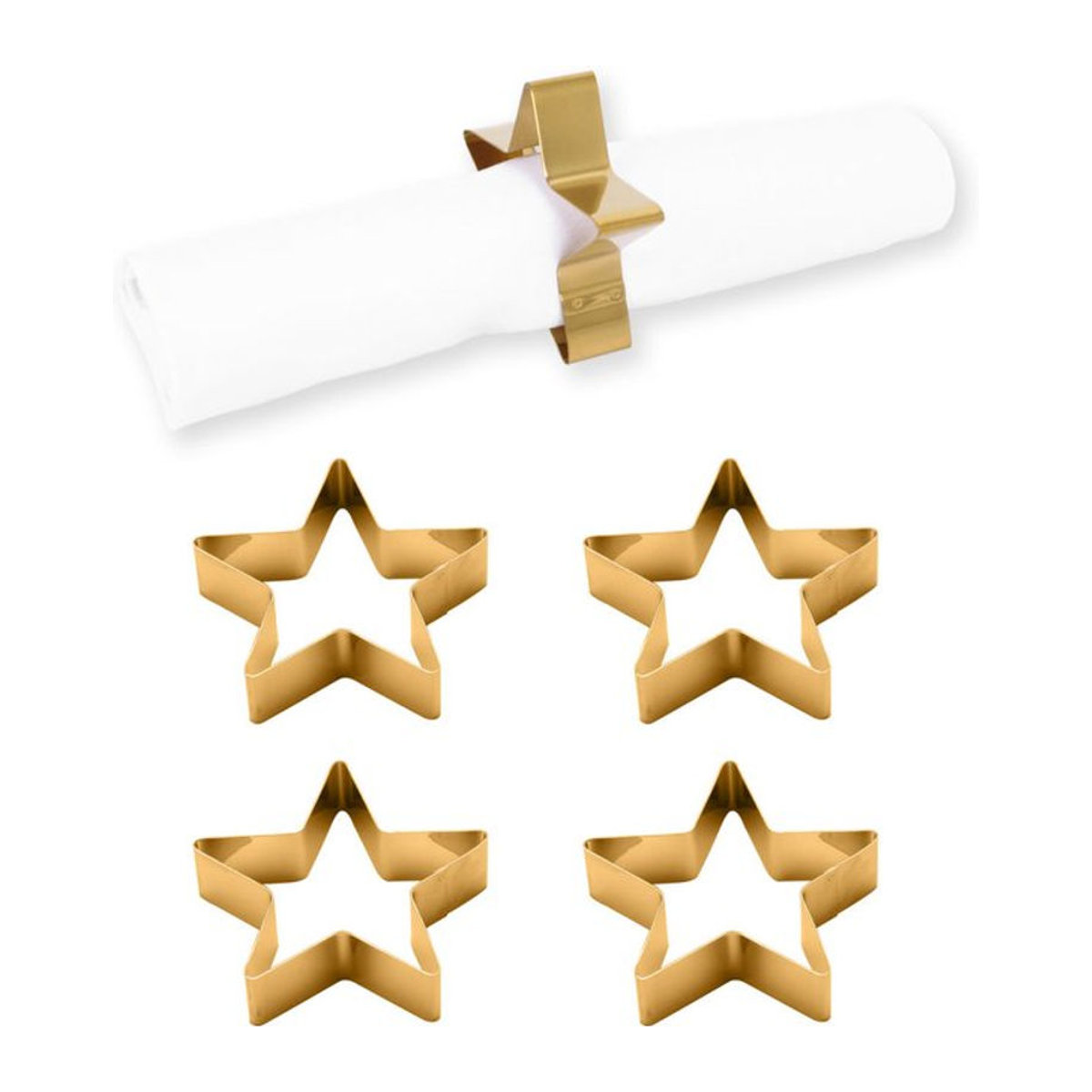 ECHTWERK Serviettenring-Set Stern-Design aus Metall in Gold, 4 Stück - Bild 1