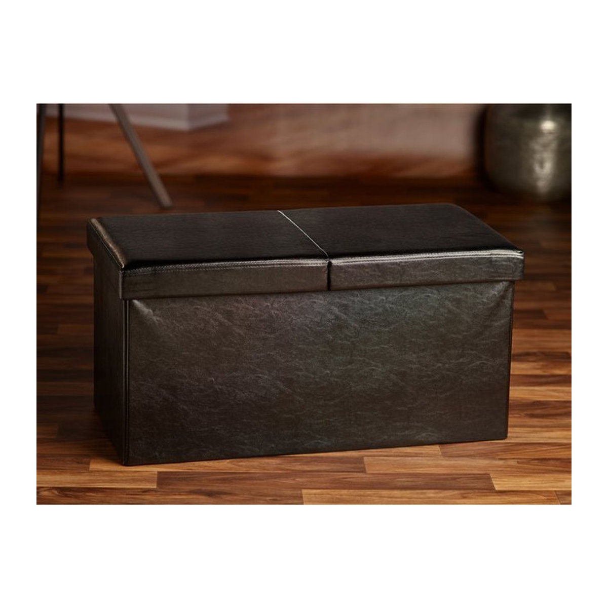 ECHTWERK Sitzbank Flex Sitztruhe aus Kunstleder und Holzwerkstoff, Schwarz, B/T/H: 76 x 38 x 38 cm - Bild 2