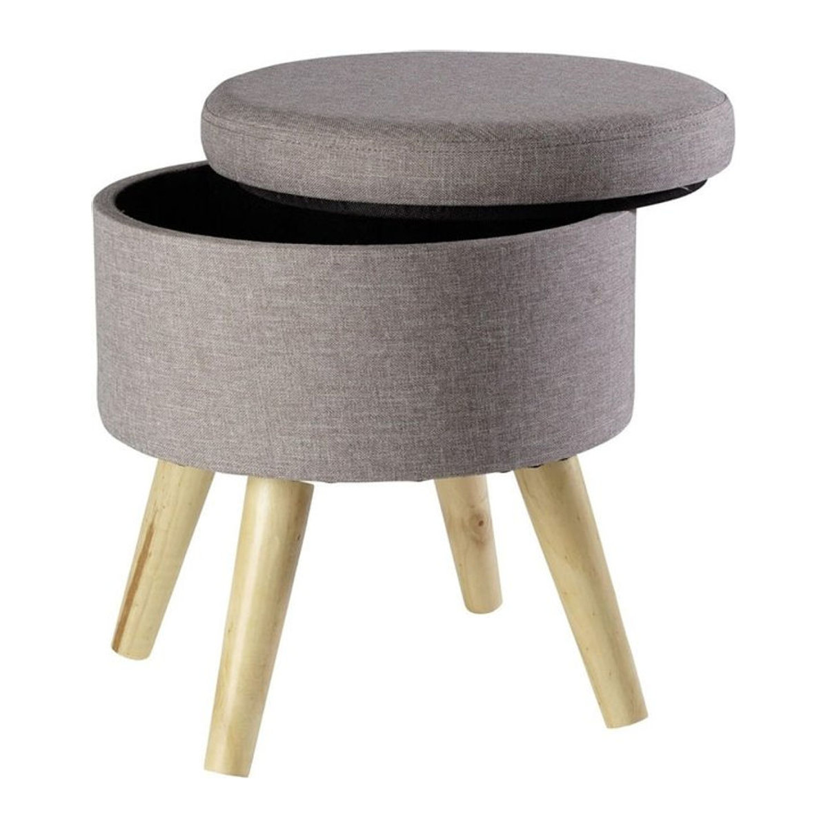 ECHTWERK Sitzhocker Max in Grau mit Massivholzfüßen im skandinavischen Design, B/T/H: 32 x 36 x 36 cm - Bild 1