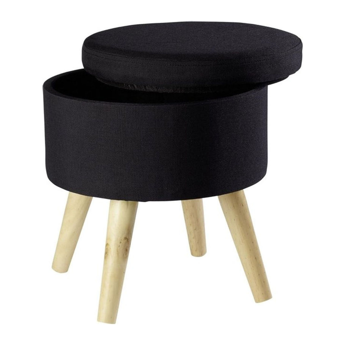 ECHTWERK Sitzhocker Max in Schwarz mit Holzfüßen im skandinavischen Design, B/T/H: 32 x 36 x 36 cm - Bild 1