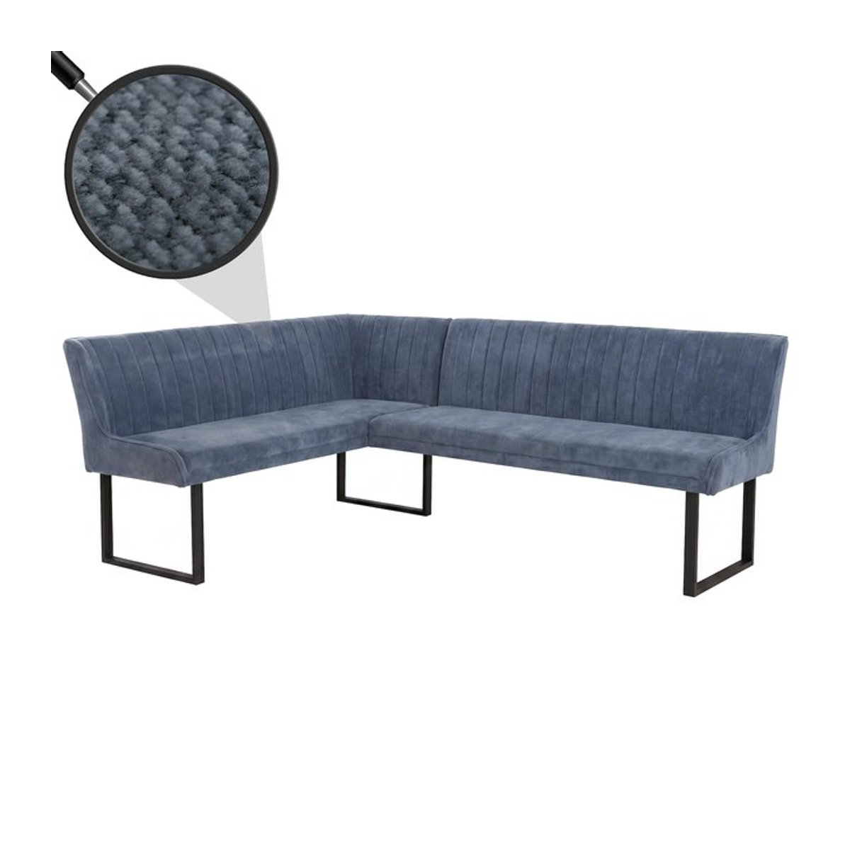 Eckbank MCW-O82 in Blau mit modernem Chenille-Stoff und Metallgestell, B/T/H: 159 x 210 cm - Bild 1