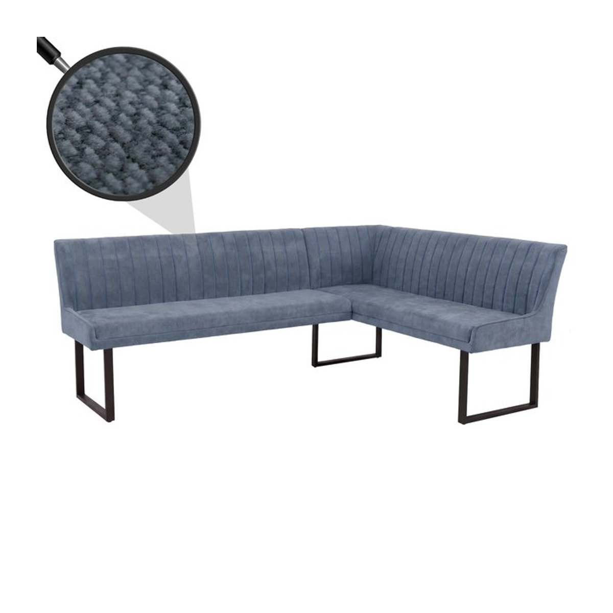 Eckbank MCW-O82 in Blau mit modernem Chenille-Stoff und Metallgestell, B/T/H: 210 x 159 cm - Bild 1