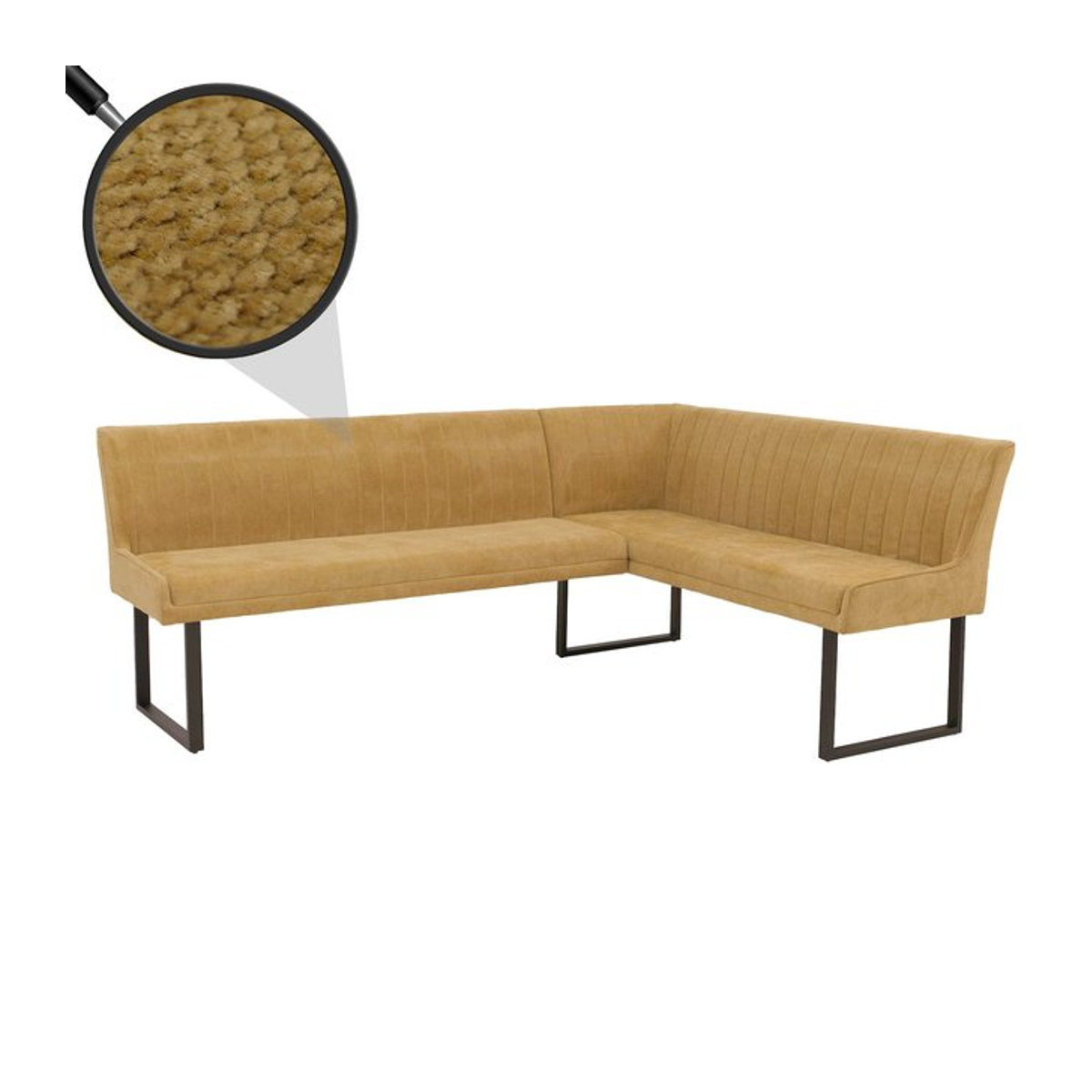 Eckbank MCW-O82 in Senfgelb mit Chenille-Stoff und Metallgestell, Modernes Design, B: 210 cm, T: 159 cm - Bild 1
