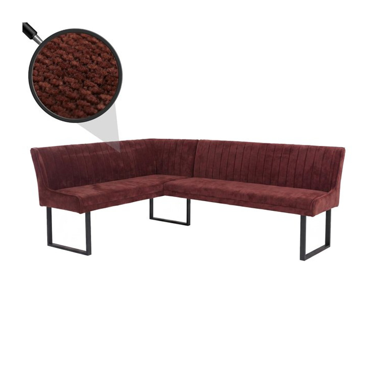 Eckbank MCW-O82 Modern in Rot mit Chenille-Stoff und Metallgestell B/T/H: 159 x 210 cm - Bild 1