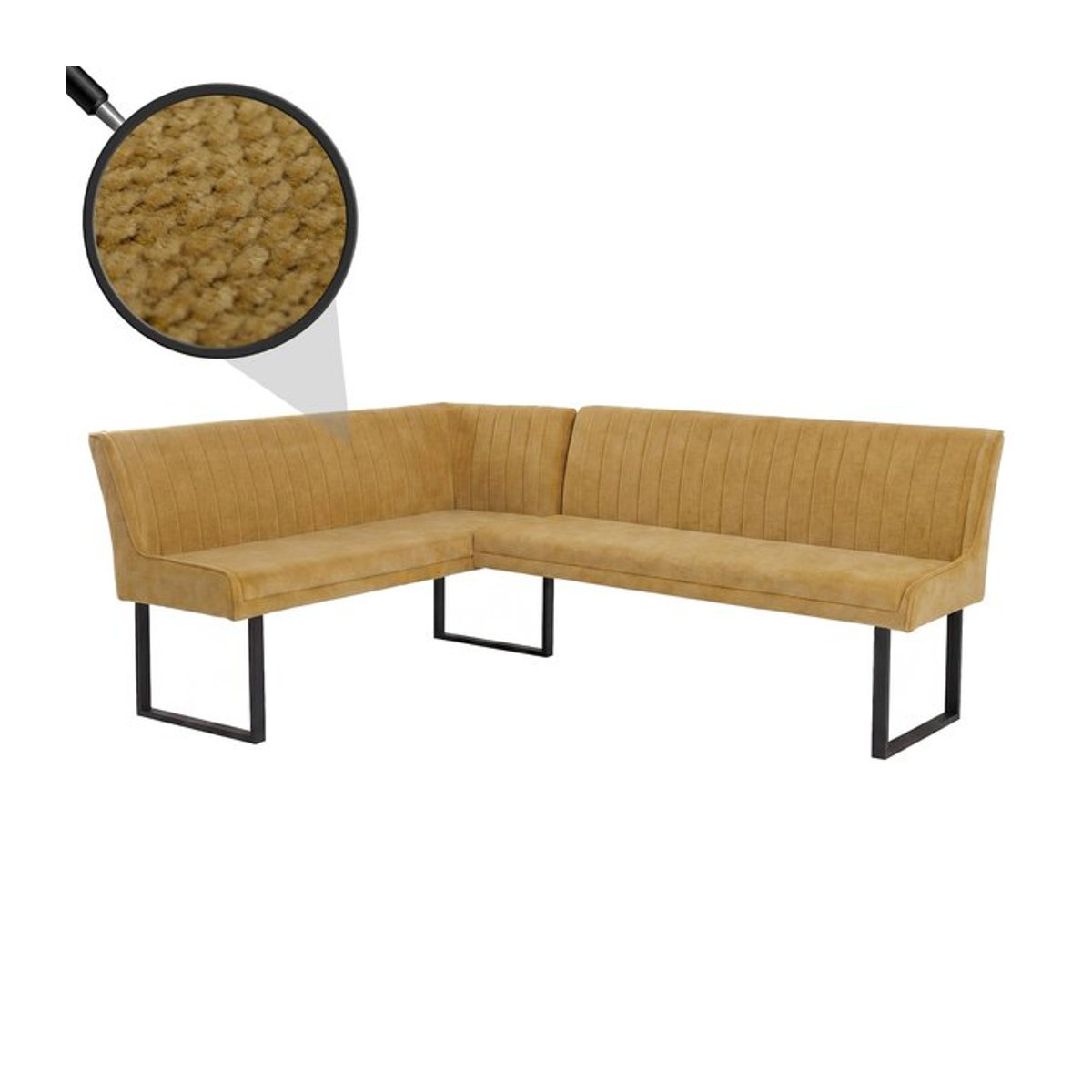 Eckbank MCW-O82 Modern in Senfgelb mit Chenille-Stoff und Metallgestell B/T/H: 159 x 210 cm - Bild 1