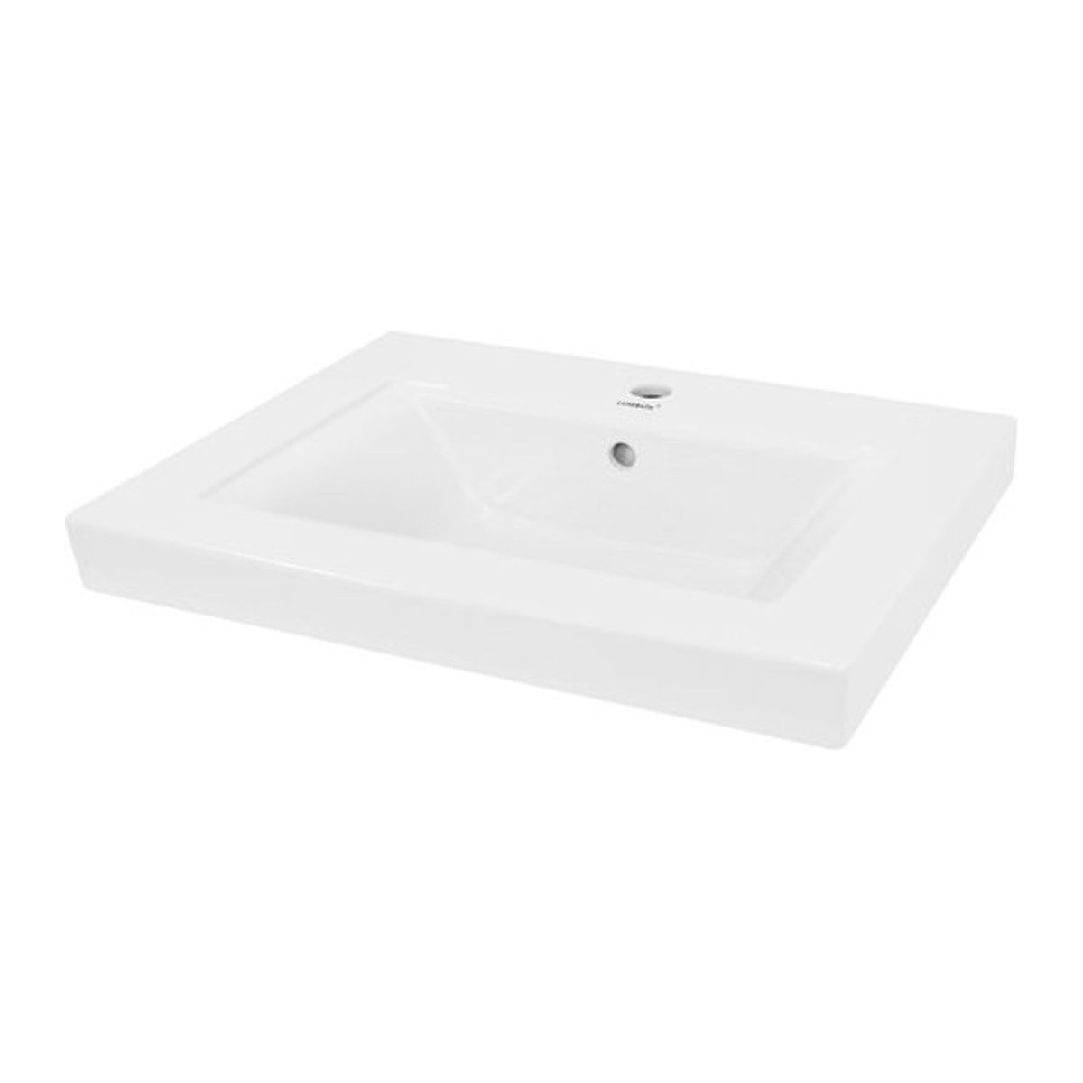 Eckiges Waschbecken mit Überlauf aus Keramik von LuxeBath in Weiß, B: 60,5 cm, T: 46,5 cm, H: 16 cm - Bild 1