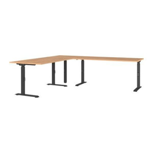Eckschreibtisch Agenda Home mechanisch höhenverstellbar in Eiche Natur und Schwarz B/T/H: 240 x 220 x 68-91 cm