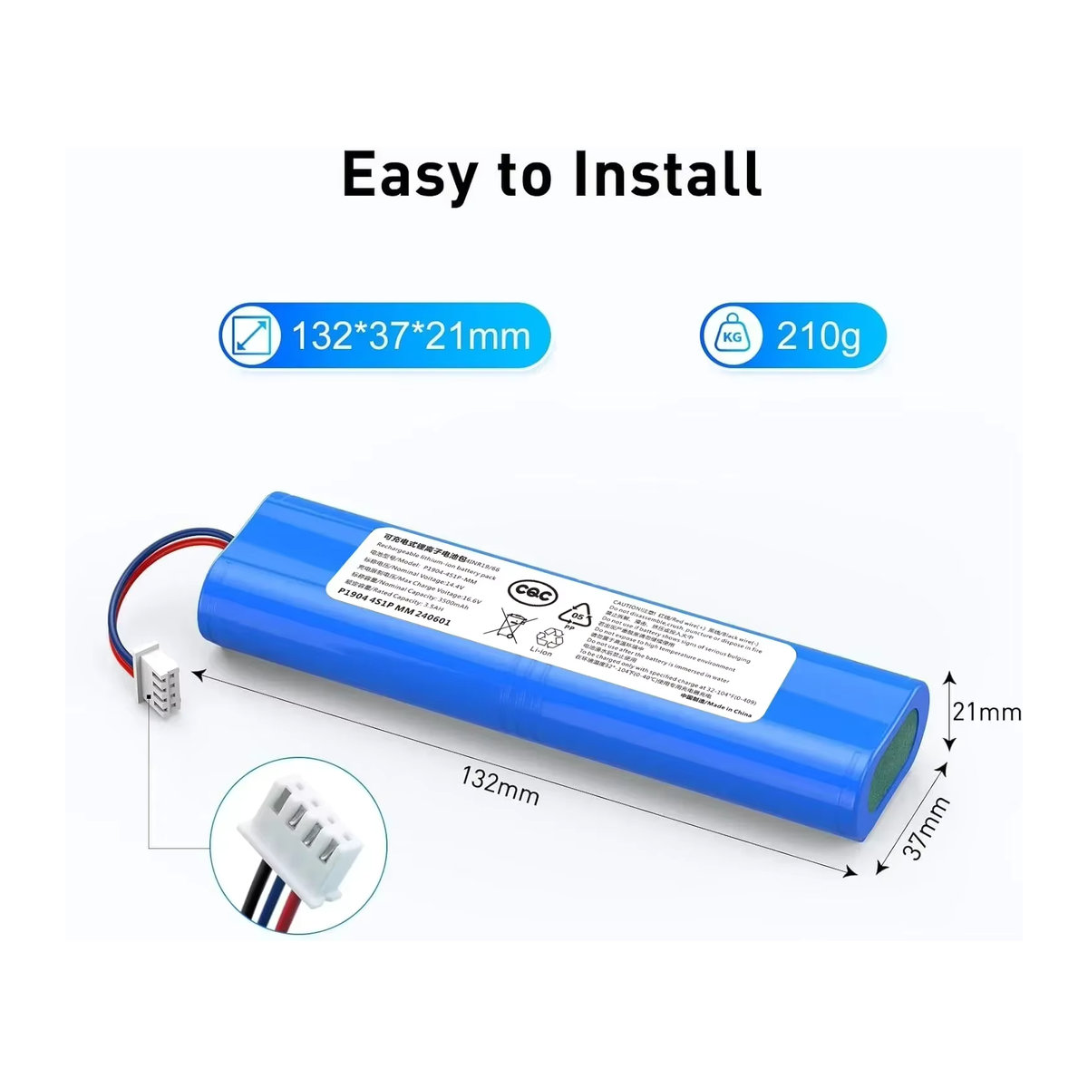 Ecovacs Ersatzakku für Deebot Ozmo 900 901 905 920 930 937 N8 Pro, 6500 mAh, 14,4 V Li-Ion, Blau - Bild 1