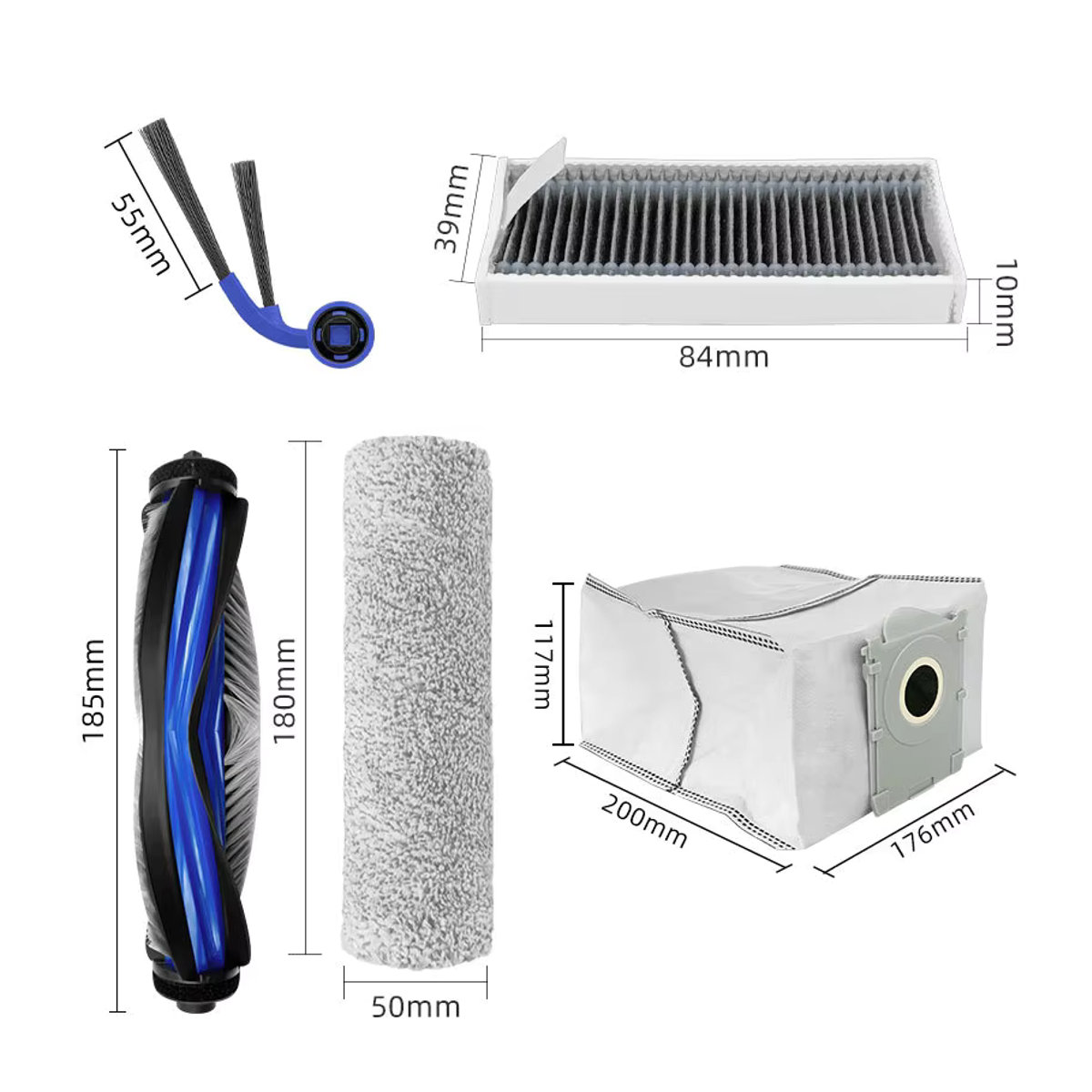 Ecovacs T80 Pro Omni Zubehör Set in Bunt mit Mopptüchern, Seitenbürsten, Staubbeuteln und HEPA-Filtern - Bild 2