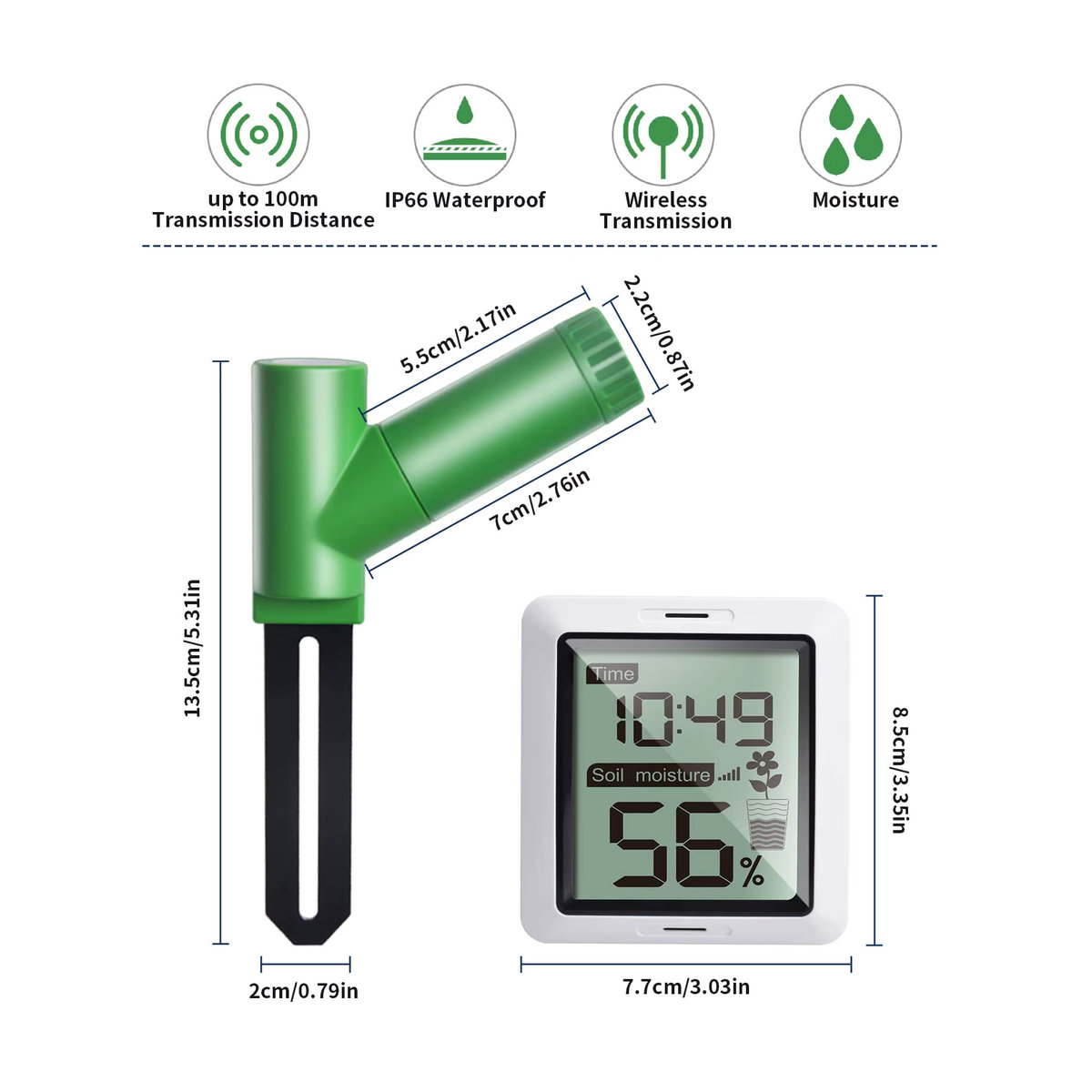 ECOWITT WH0291 Bodenfeuchtigkeitstester mit Digital LCD Display für Garten Rasen und Topfpflanzen - Bild 2