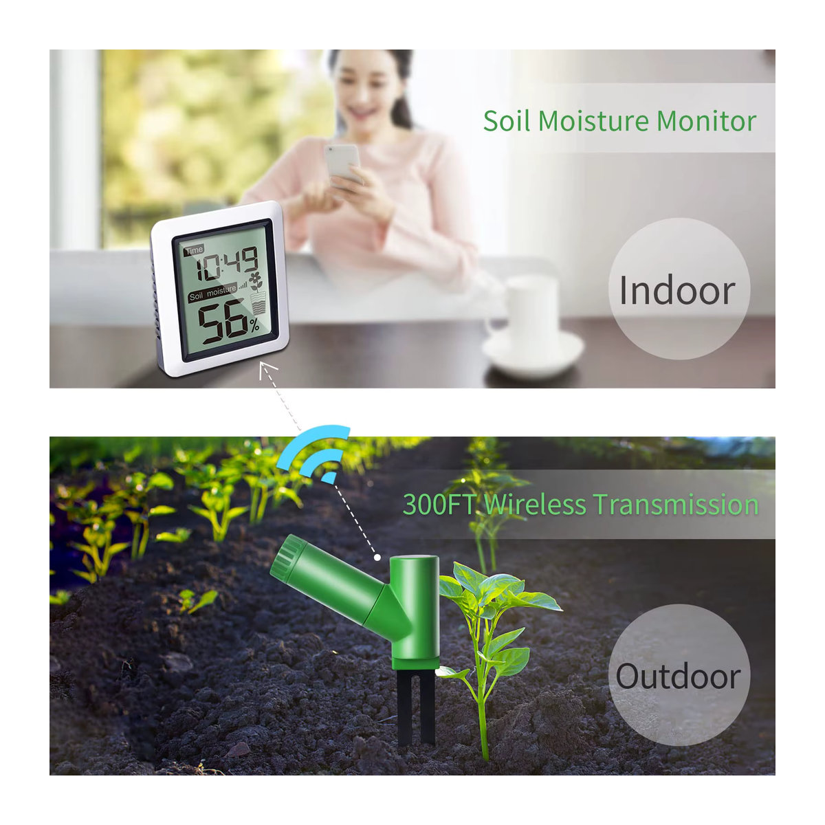 ECOWITT WH0291 Bodenfeuchtigkeitstester mit Digital LCD Display für Garten Rasen und Topfpflanzen - Bild 5