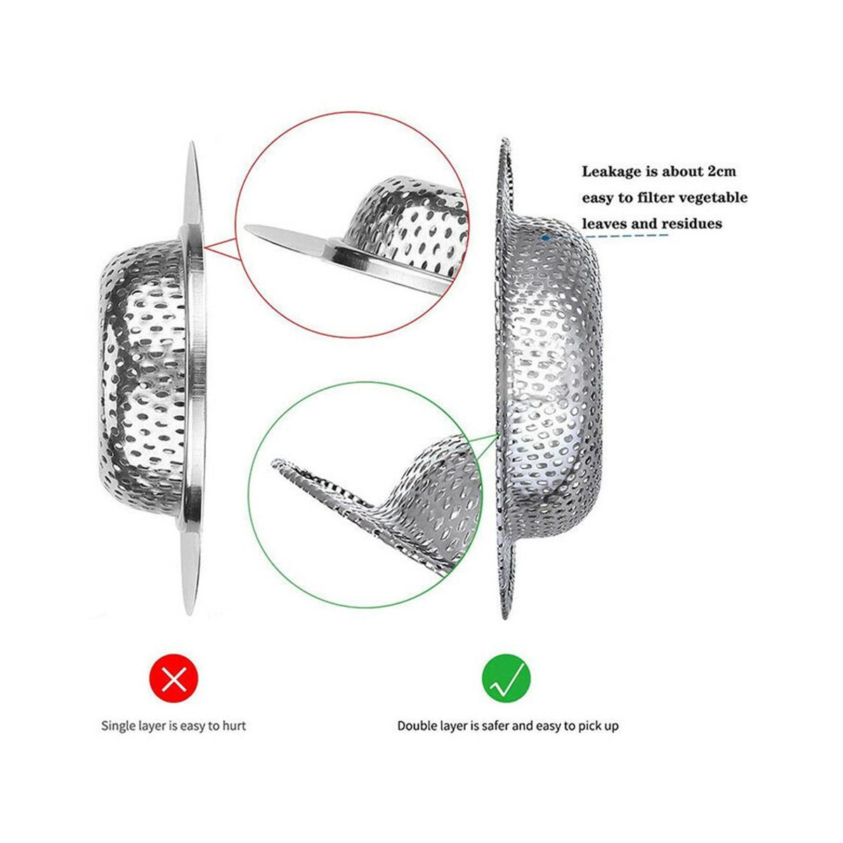 Edelstahl Abflussfilter Haarfänger für Waschbecken und Dusche, Durchmesser: 9 cm - Bild 2