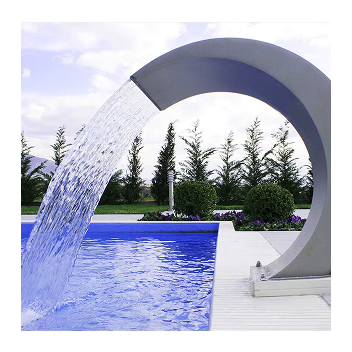 Edelstahl Pool Wasserfall als dekorativer Wasserbrunnen für Pool, Teich und Garten, B/H/T: 60 x 45,5 x 30 cm - Bild 5