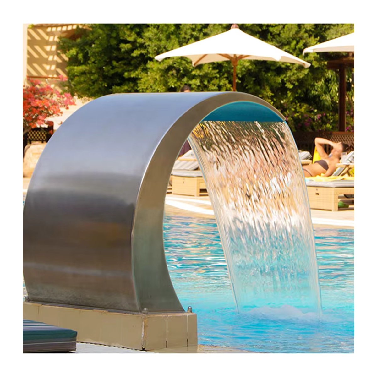 Edelstahl Pool Wasserfall als dekorativer Wasserbrunnen für Pool, Teich und Garten, B/H/T: 60 x 45,5 x 30 cm - Bild 6