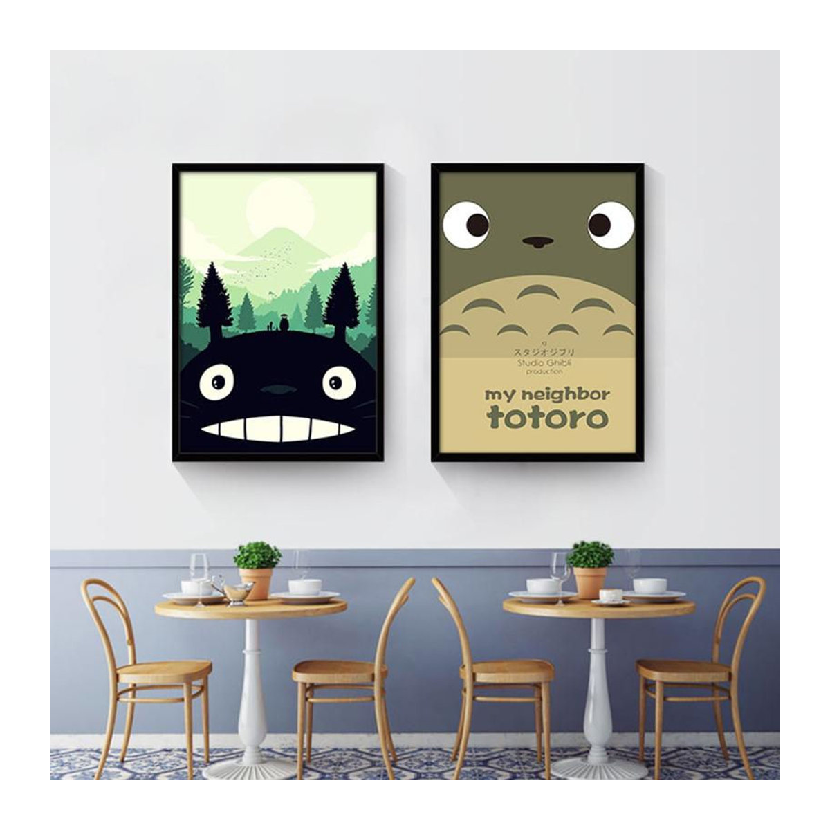 Edelweiss Art Poster Studio Totoro Cartoon Wandgemälde auf Leinwand, modern und mehrfarbig, für Kinderzimmer, B: 80 cm, H: 60 cm, rahmenlos - Bild 1
