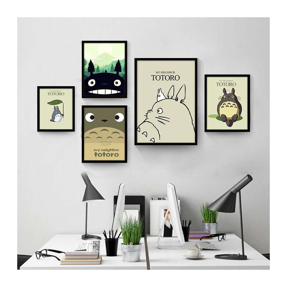 Edelweiss Art Poster Studio Totoro Cartoon Wandgemälde auf Leinwand, modern und mehrfarbig, für Kinderzimmer, B: 80 cm, H: 60 cm, rahmenlos - Bild 2
