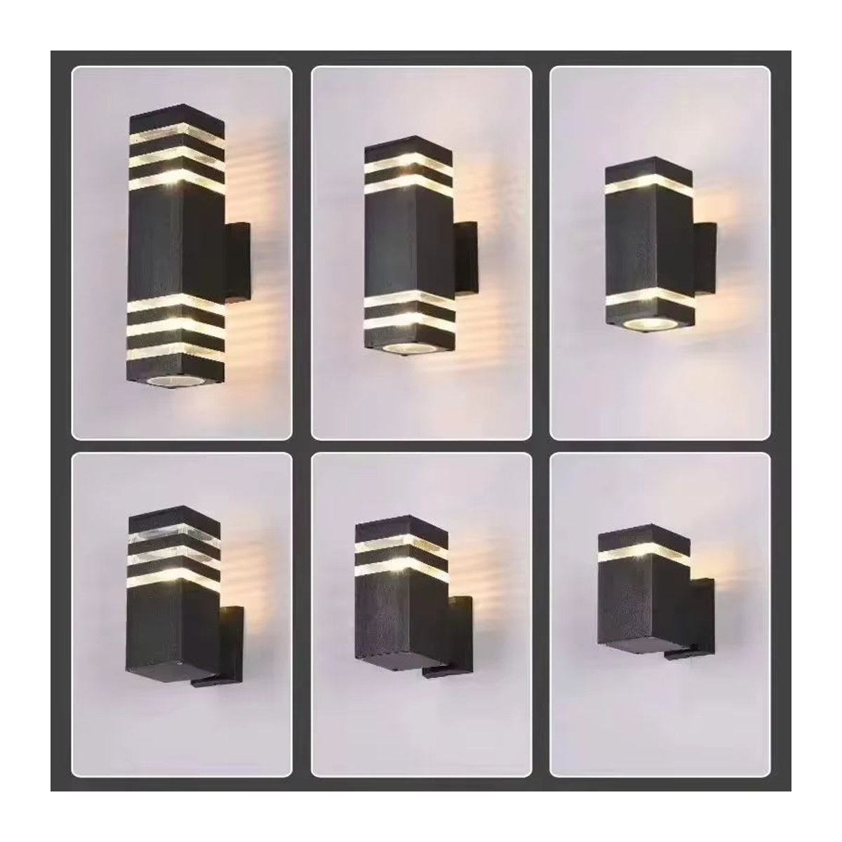 EE Moderne Außenwandleuchte aus Aluminium in Schwarz mit E27 Fassung, IP65 Wasserdicht, Up-Down Beleuchtung für Garten und Korridor - Bild 2