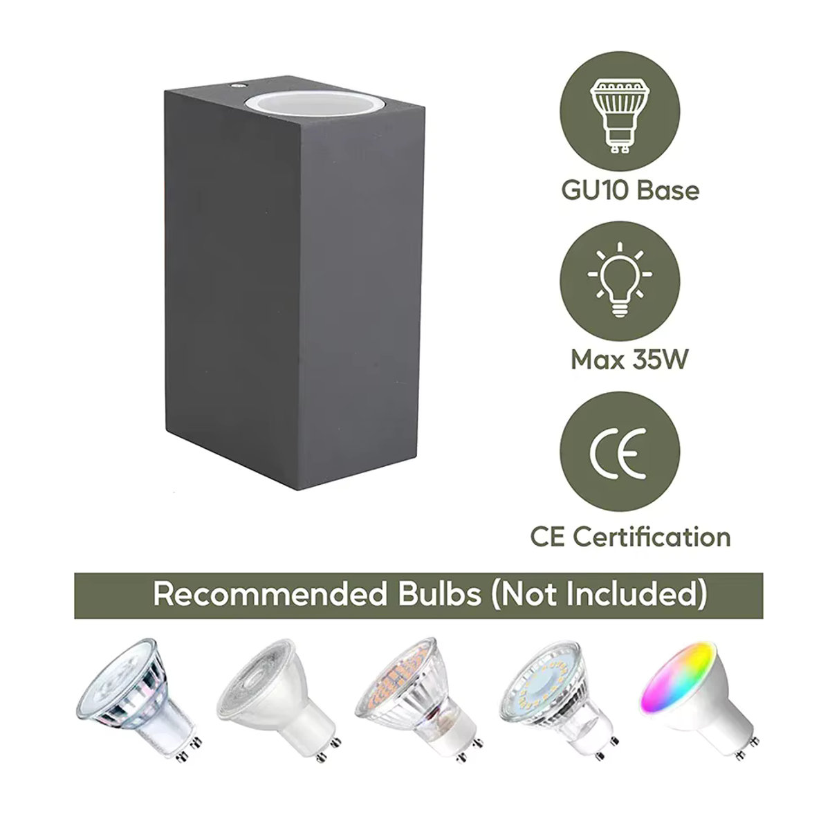EE Wandleuchte aus Aluminium in Schwarz für Außen und Innen mit GU10 Fassung und minimalistischem Design - Bild 2