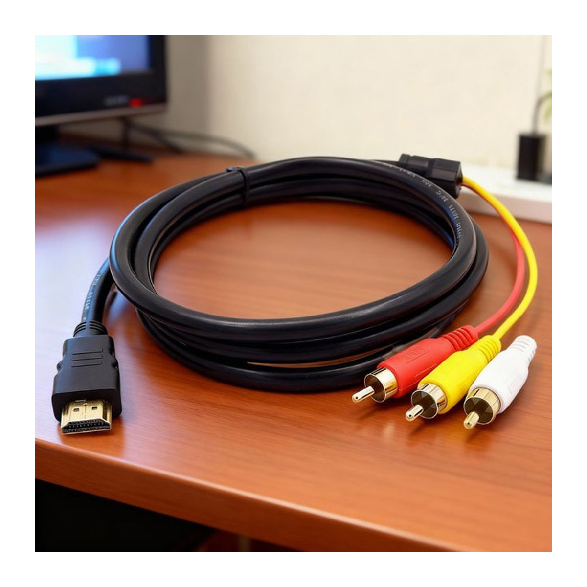 eelhoe HDMI auf 3RCA Audio-Video-Adapterkabel 1080P in Bunt, Länge: 1,5 m - Bild 1