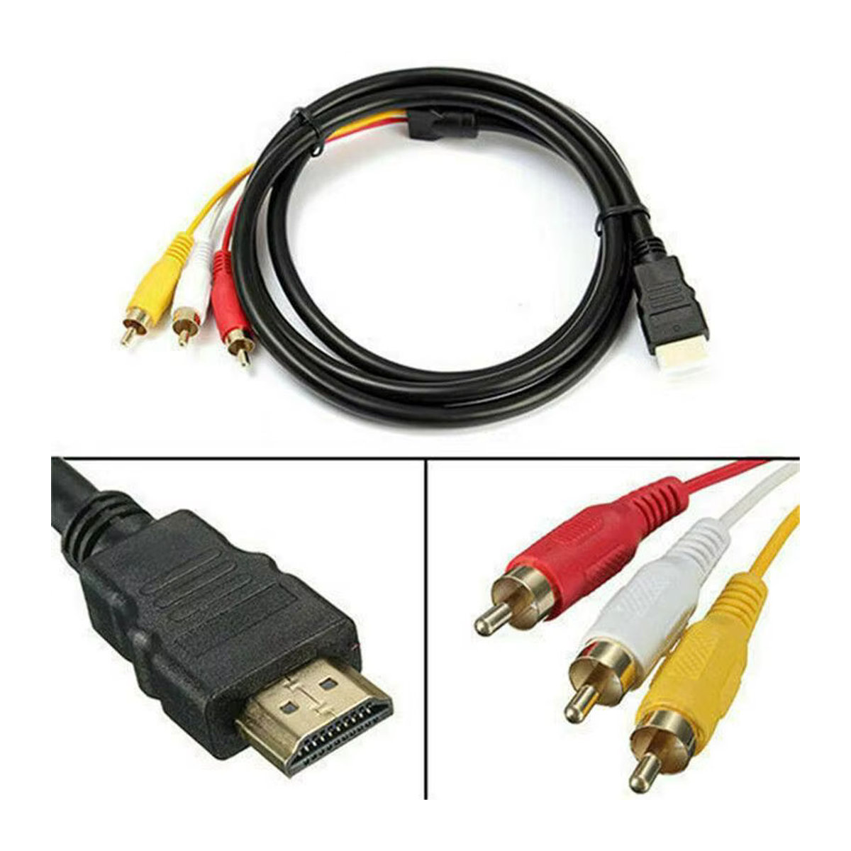 eelhoe HDMI auf 3RCA Audio-Video-Adapterkabel 1080P in Bunt, Länge: 1,5 m - Bild 2