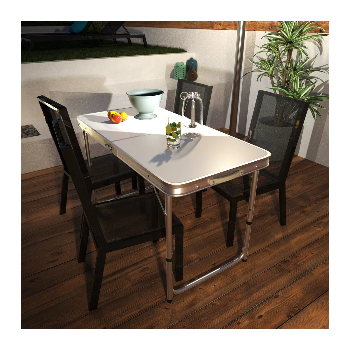EFAN Aluminium-Campingtisch als tragbarer Klapptisch und Laptop-Schreibtisch in Weiß, B/T/H: 120 x 60 x 70 cm - Bild 5
