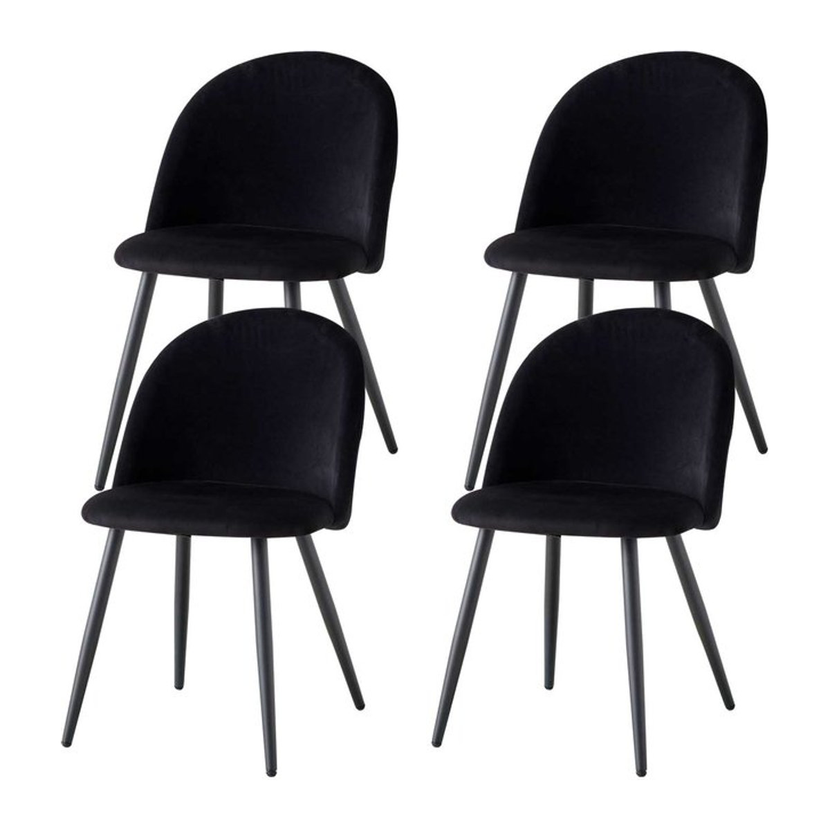 EGOONM 4er Set Polsterstühle aus Samt mit Metallbeinen im modernen Design, Schwarz/Weiß/Grau - Bild 1