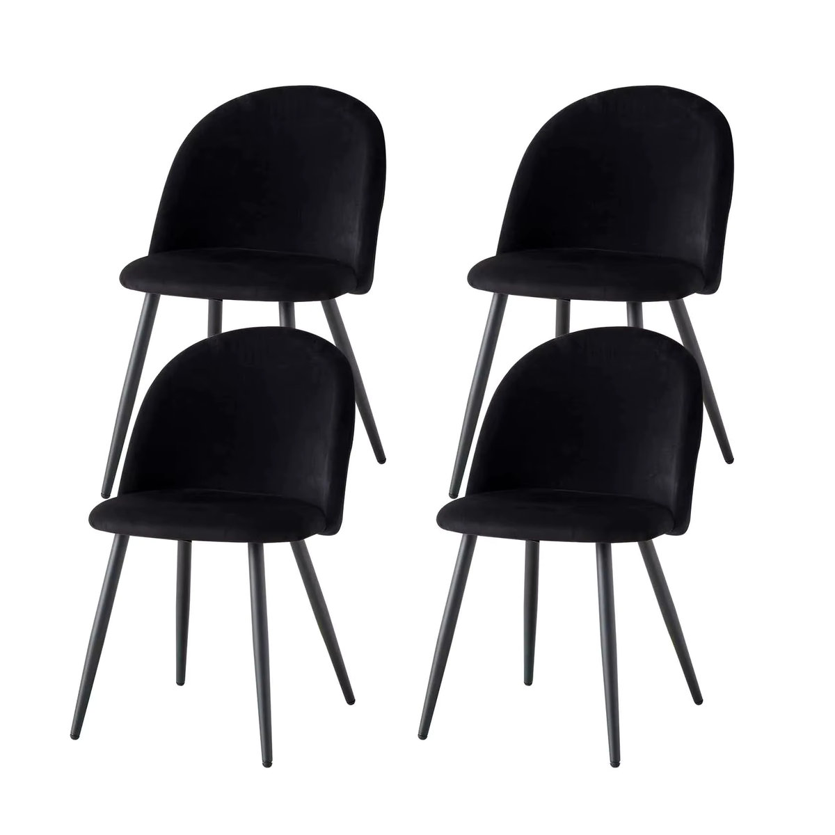 EGOONM 4er Set Polsterstühle aus Samt mit Metallbeinen im modernen Design, Schwarz/Weiß/Grau - Bild 6
