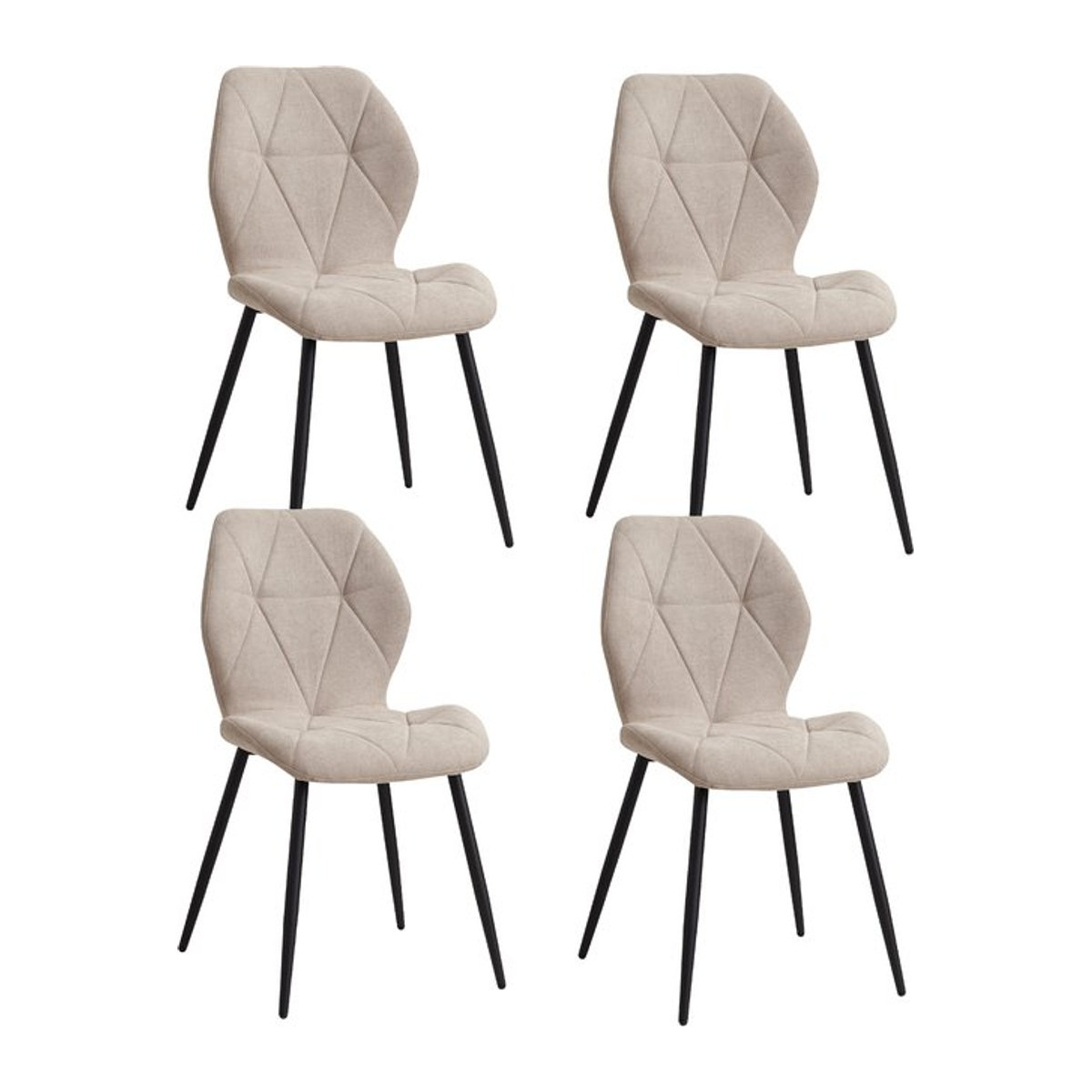 EGOONM Esszimmerstuhl Set aus Leinenstoff mit Metallbeinen in Beige oder Braun, modern gepolsterte Küchenstühle - Bild 1