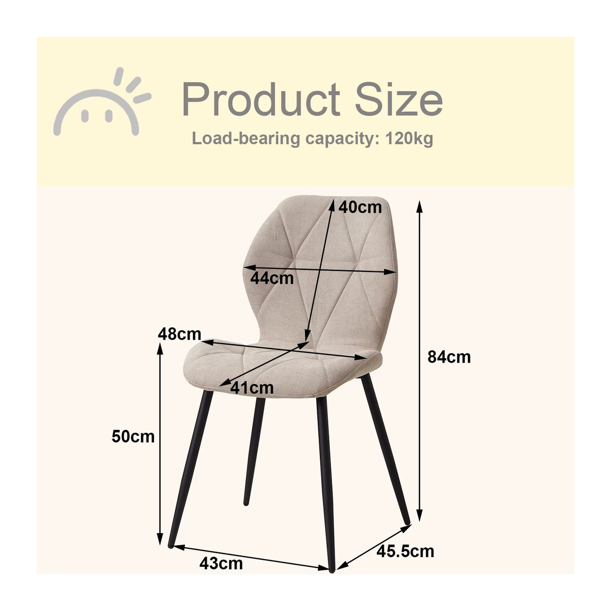 EGOONM Esszimmerstuhl Set aus Leinenstoff mit Metallbeinen in Beige oder Braun, modern gepolsterte Küchenstühle - Bild 3