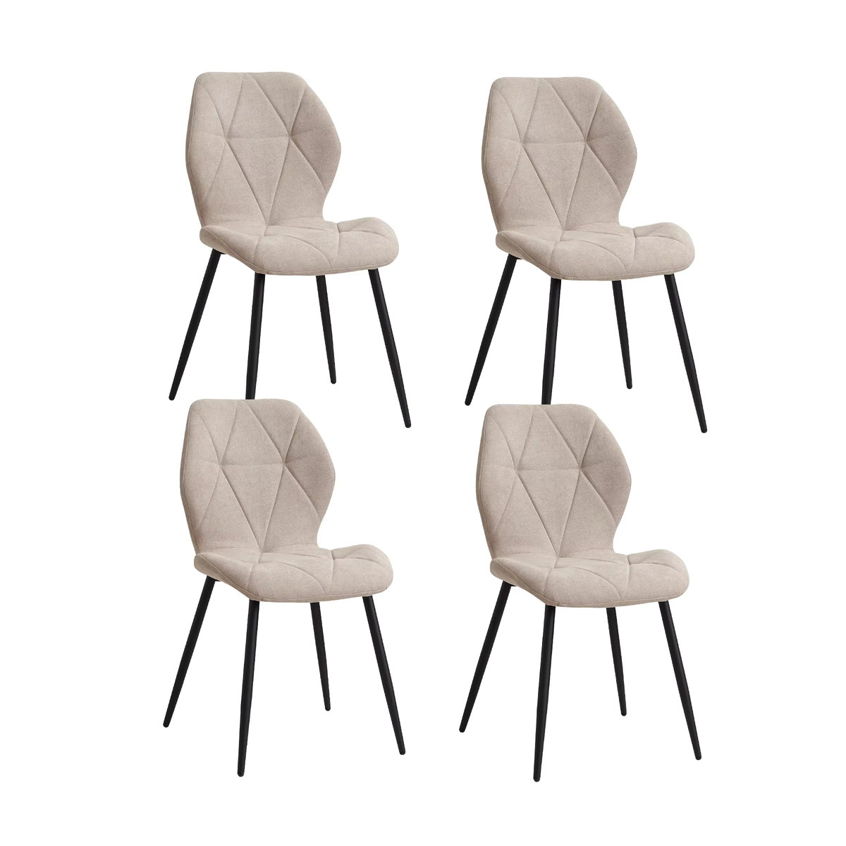 EGOONM Esszimmerstuhl Set aus Leinenstoff mit Metallbeinen in Beige oder Braun, modern gepolsterte Küchenstühle - Bild 4
